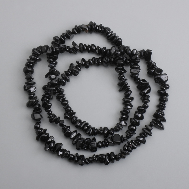 Black Tourmaline Chips Beads, diameter 5-12×2-8 mm, length 78 cm ±