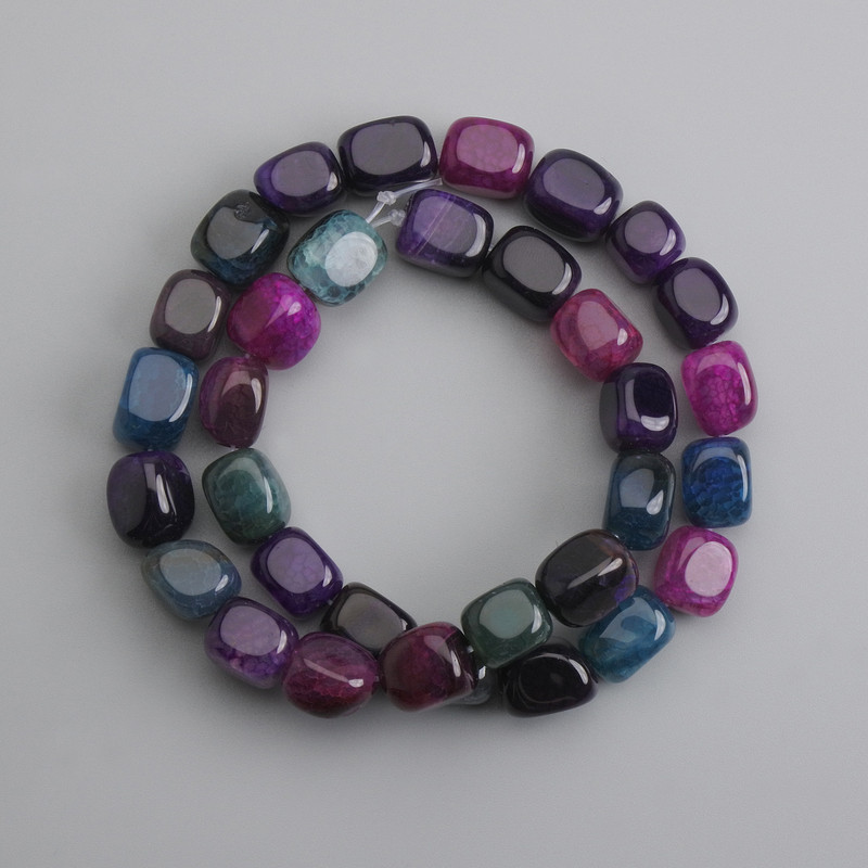 Agate slab beads, diameter 11–13×9.5 mm ±, string length 38 cm +