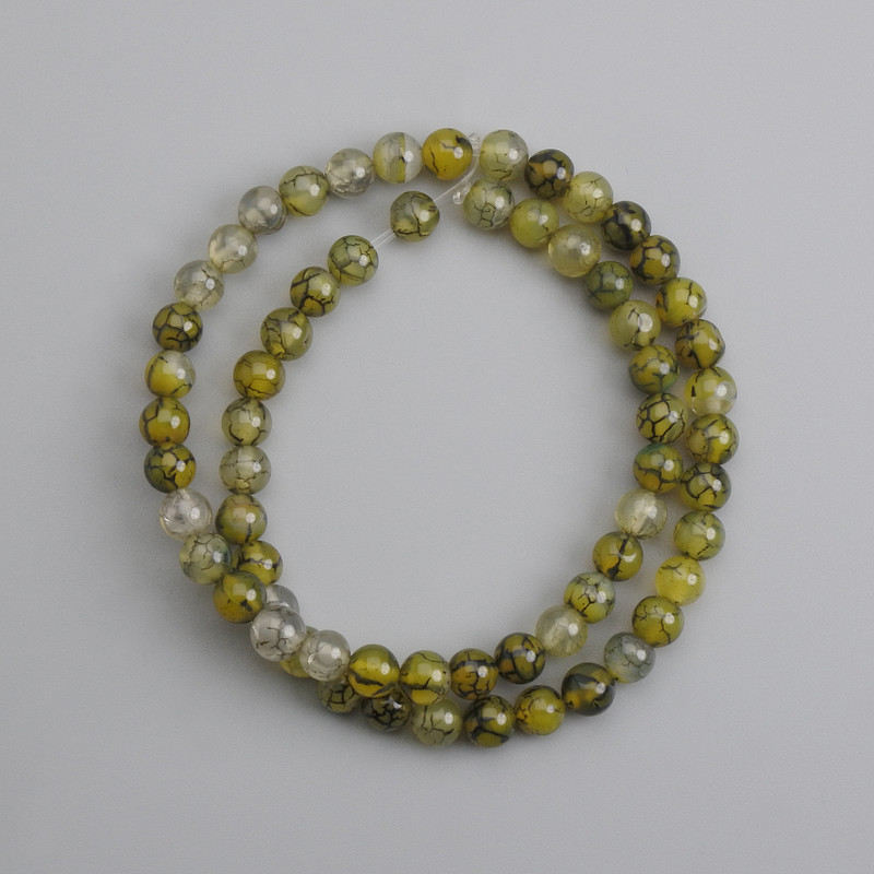 Dragon Vein Agate Beads, Smooth Round Beads, 6 mm Diameter ±, 37 cm Length ±
