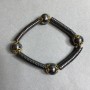 Hematite Wave Bracelet, 6x2 mm +/- beads, smooth 12 mm beads +/-, length 18 cm +/- stretch