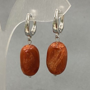 Sponge Coral Earrings, Oval, 18×11 mm diameter, length about 35 mm