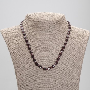 Faceted Garnet Necklace, oval beads 8–9×5–6 mm, length 45 cm, with a clasp