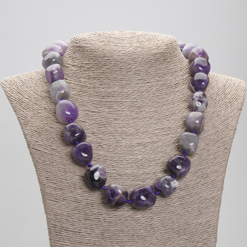 Amethyst faceted-bead necklace, diameter 12-17×14-15 mm, length 50 cm ± with clasp