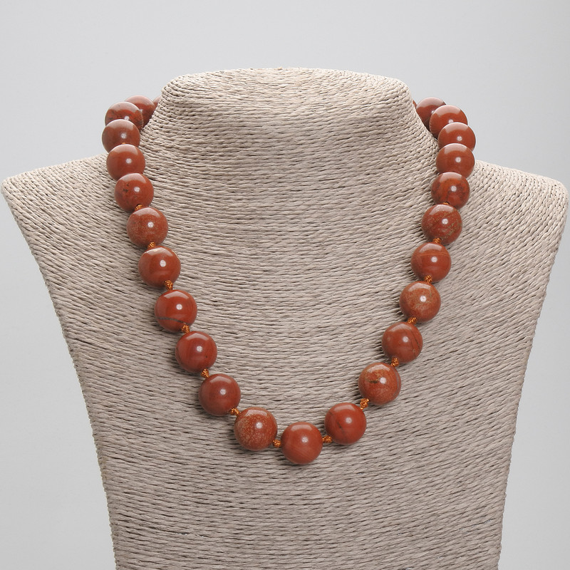 Red Jasper Necklace with smooth beads, 14 mm diameter ±, 45 cm length ±, with clasp