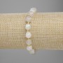 Belomorite Bracelet with Faceted Rhombus Beads, 8×7 mm, Seed Beads 3 mm, Length 18 cm, Stretch