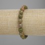 Heliotrope Jasper Bracelet with Faceted Beads, 8 mm Diameter, 18 cm Length, Stretch