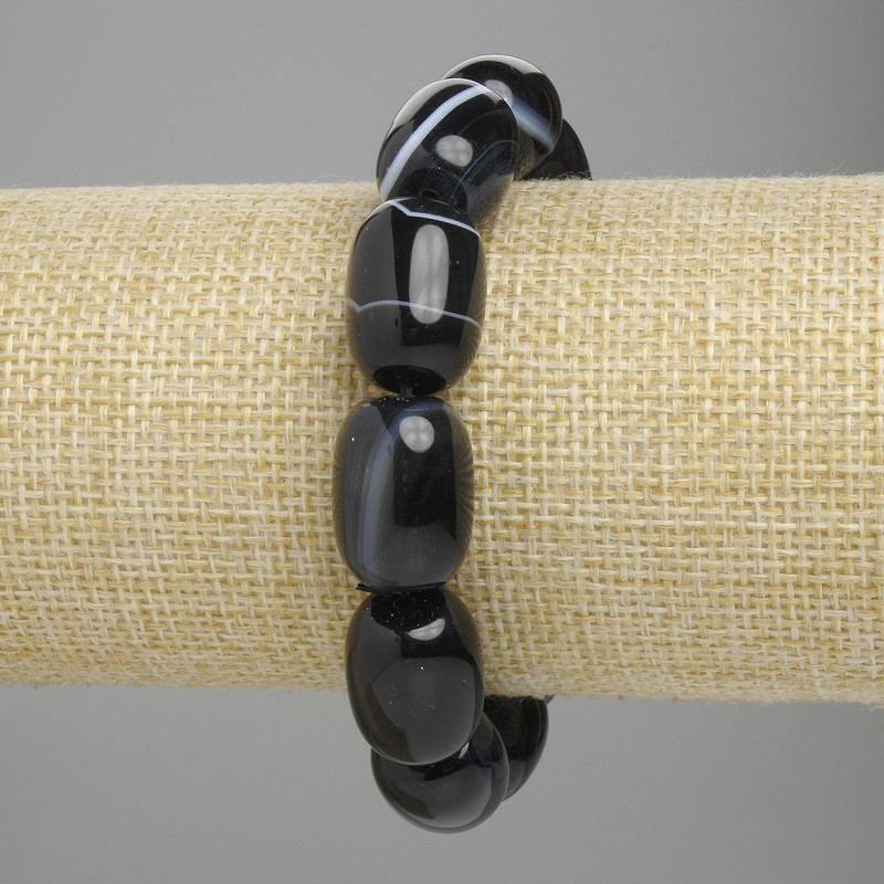 Agate Barrel Bracelet, bead size 17-18×12-13 mm ±, length 18 cm ±, stretch