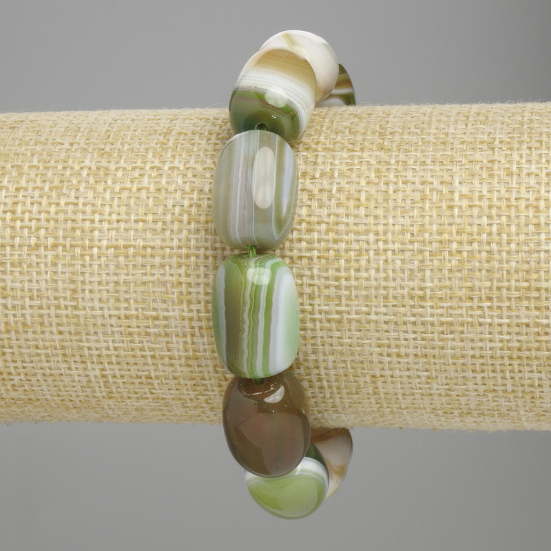 Agate Barrel Bracelet, diameter 17-18×12-13 mm, length 18 cm, stretch