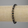 Faceted Agate Cube Bracelet, 5x5 mm, 3 mm seed beads, 18 cm length, elastic