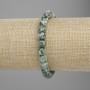 Moss Agate Bracelet with Faceted Cube Beads, 7×7 mm diameter, 18 cm long (stretch)