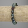 Clearance! Moss Agate Bracelet with Faceted Bead, 10 mm Diameter ±, 18 cm Length ±, Stretch