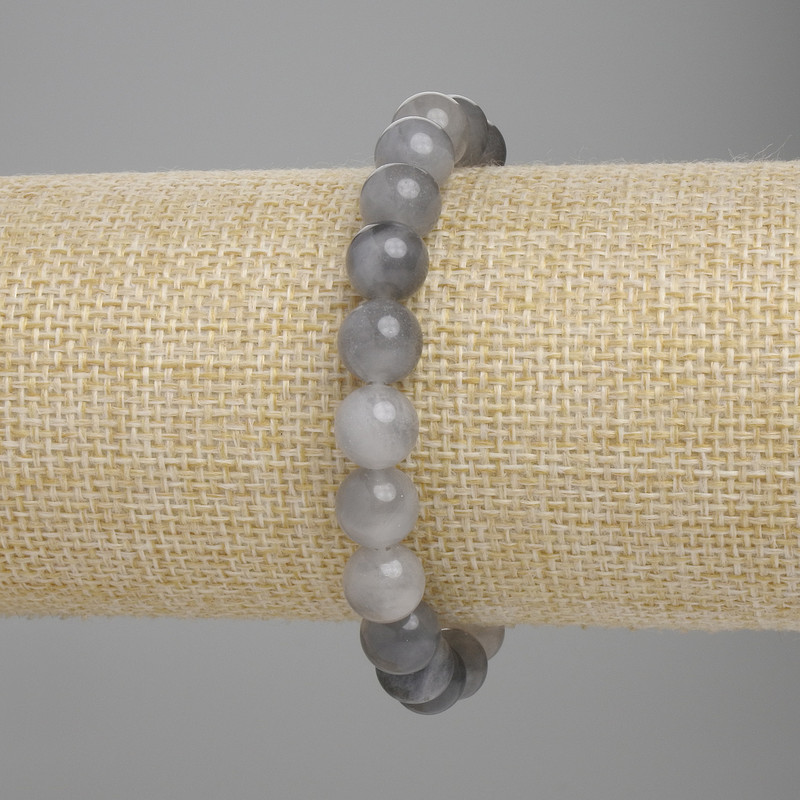 Smoky Agate Stretch Bracelet with Smooth Beads, 9 mm diameter, 18 cm length