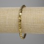 Hematite Bracelet, 4x4 mm Faceted Beads, Gold Color, 18 cm Length, Stretch