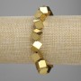 Hematite bracelet with golden cube beads 8×8 mm, through-hole, 18 cm length, stretch
