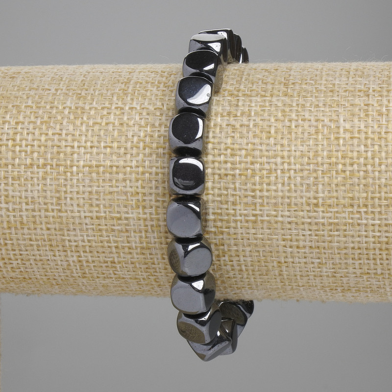 Hematite Cube Bracelet, 8×8 mm cubes, length approx. 18 cm, stretch