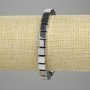 Hematite Cube Bracelet, 6×6 mm Cubes, Silver Color, 18 cm, Stretch