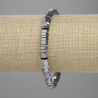 Faceted Hematite Rondelle Bracelet, Bead Diameter 6×2 mm, Silver Color, Length 18 cm, Stretch