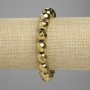 Faceted Hematite Bead Bracelet, 10 mm Beads, Golden Color, 18 cm Length, Stretch