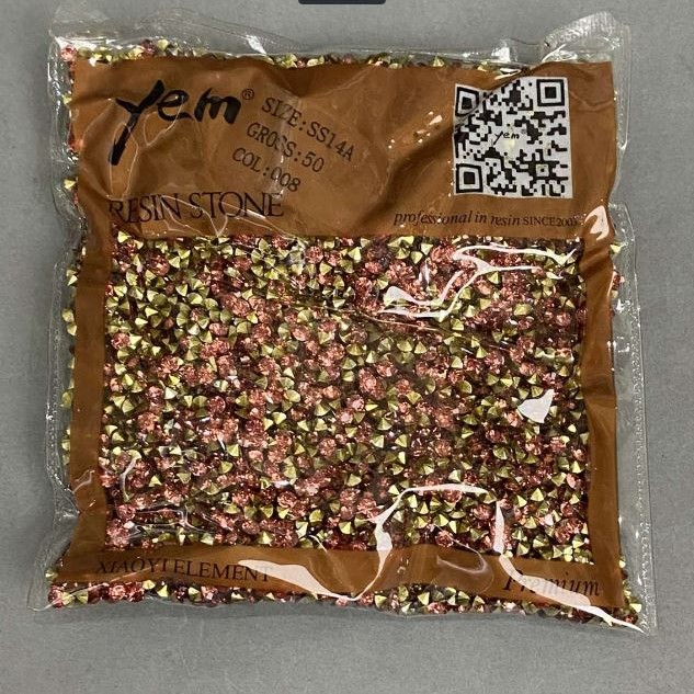 Pink rhinestones, 4 mm diameter, packaging 75 g (±)
