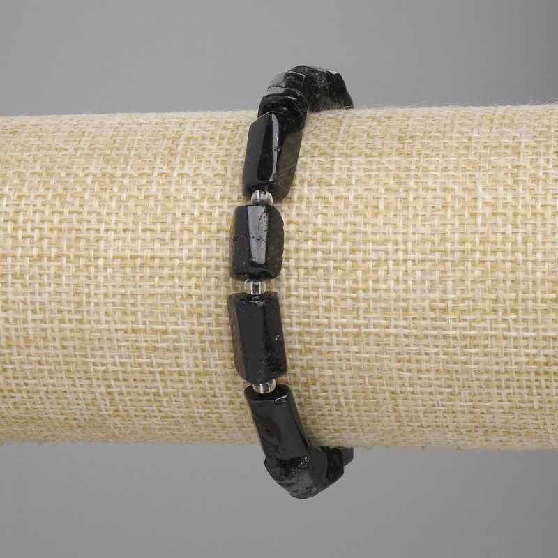 Tourmaline Bracelet, Faceted 11-12×7-7, 5mm+ beads, 3mm+ seed beads, Length 18 cm, Elastic