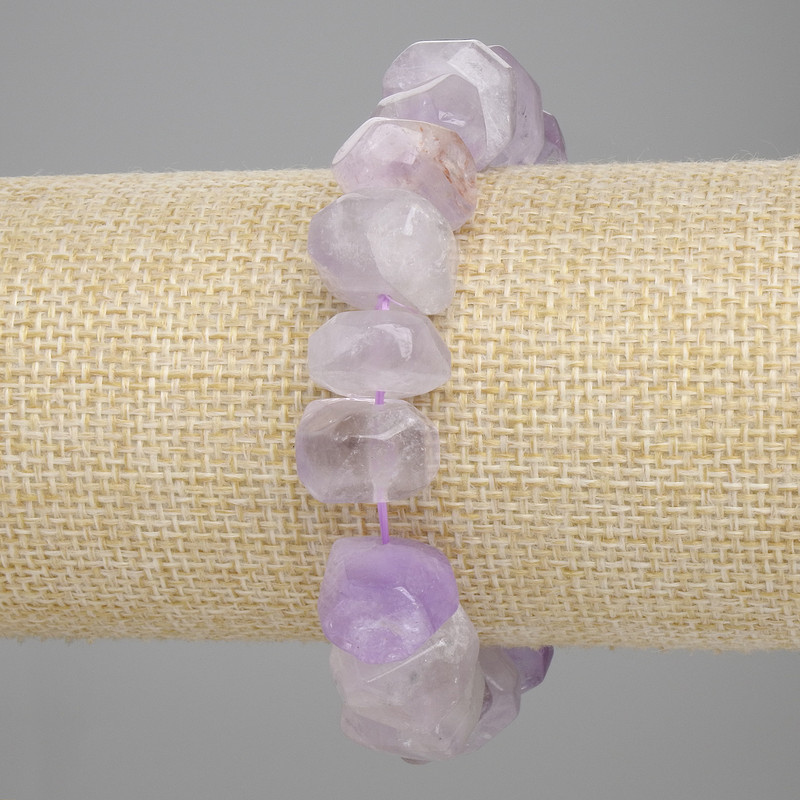 Amethyst Faceted Bracelet, bead diameter 9×14–15 mm, length about 18 cm, elastic