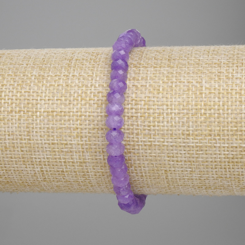 Faceted Amethyst Rondelle Bracelet, 6x4 mm, 18 cm long, elastic