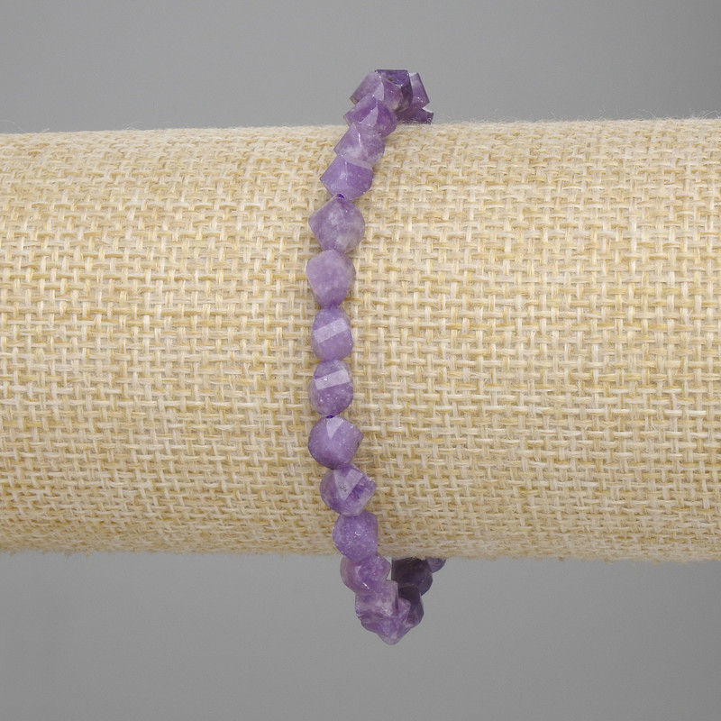 Amethyst Faceted Diamond Bead Bracelet, 6x5 mm, length about 18 cm, stretch