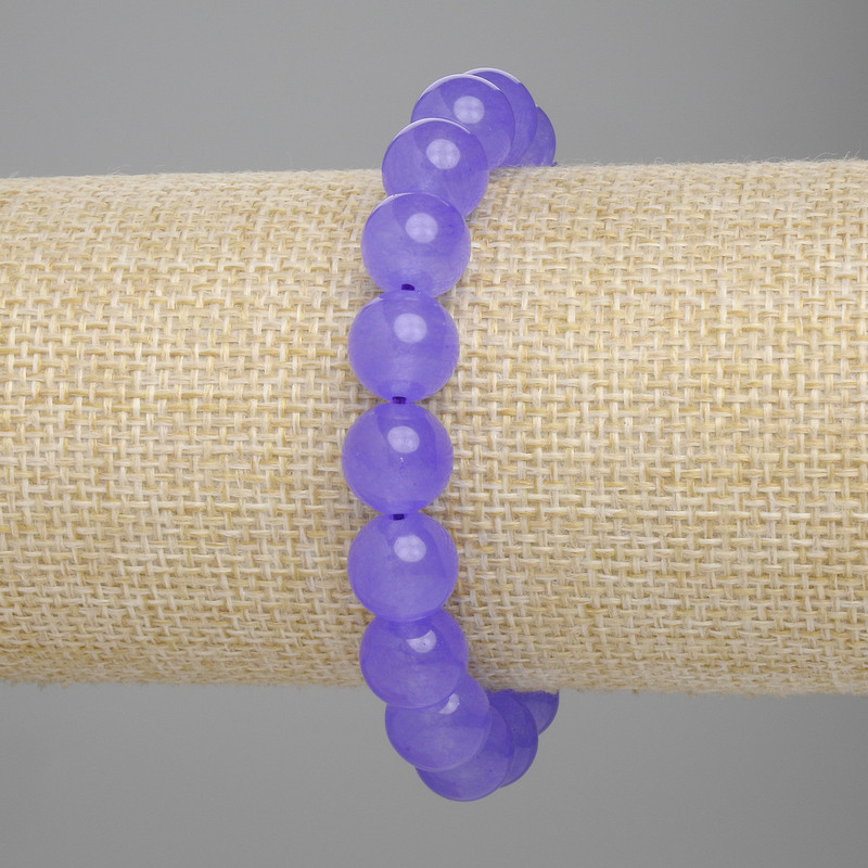 Lavender Amethyst Bracelet with Smooth 10 mm Beads, 18 cm Length, Stretch