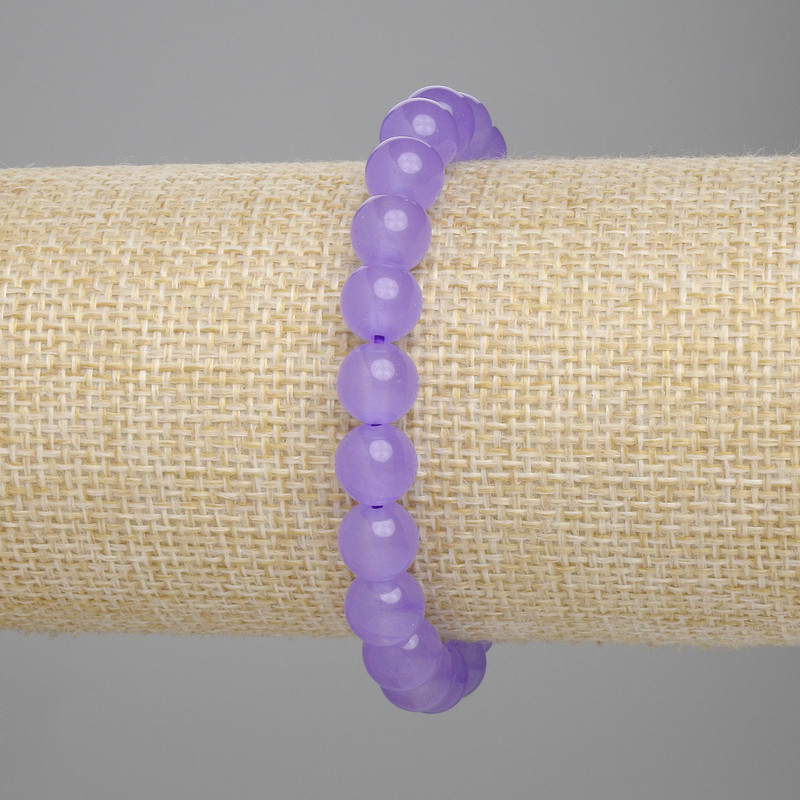 Lavender Amethyst Bracelet with Smooth 8 mm Beads, 18 cm Length, Stretch