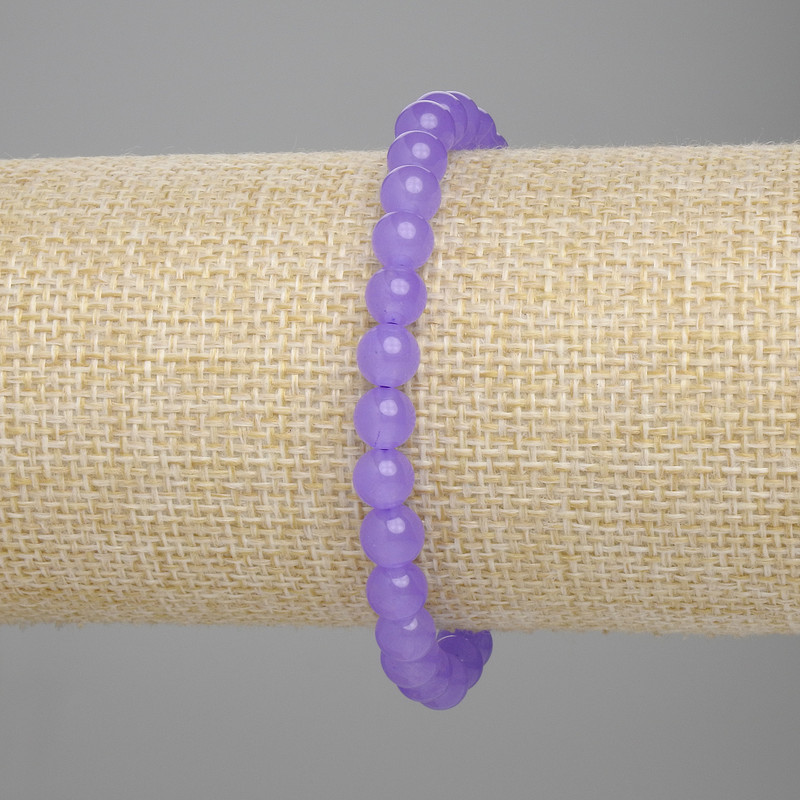 Lavender Amethyst Bracelet, smooth beads, 6mm diameter, 18cm length, stretch