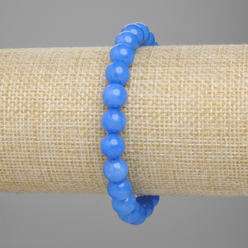 Apatite Bracelet with Smooth Beads, 8 mm Diameter, 18 cm Length, Elastic