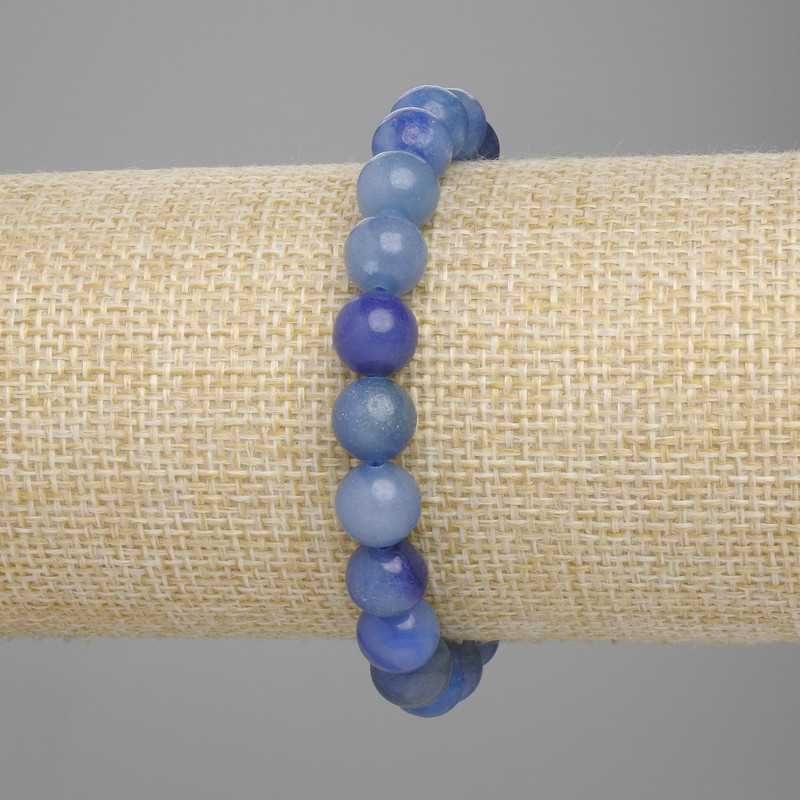 Blue Aventurine Bracelet with Smooth Beads, 8.5 mm Diameter, 18 cm Length, Stretch