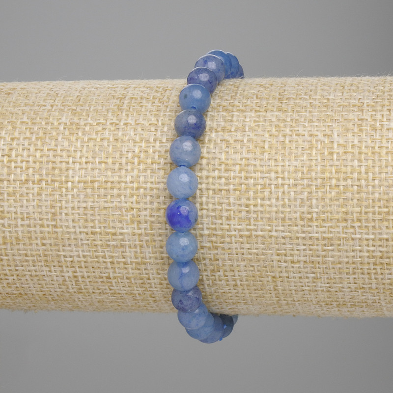 Blue Aventurine Bracelet with Smooth Beads, 7 mm Diameter ±, 18 cm Length ±, Stretch