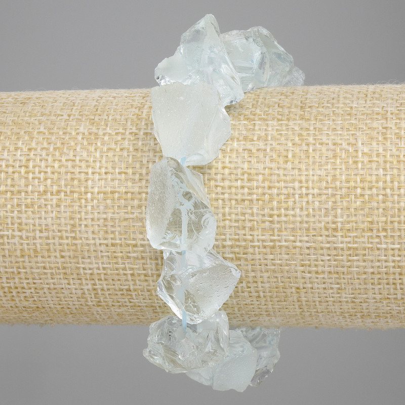 Bracelet with tinted quartz, unpolished stones, beads diameter 10-14×10-19 mm ±, length 18 cm ±, elastic