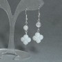 Earrings with Rock Crystal — Faceted 6 mm ball + Clover 14 mm, 45 cm long