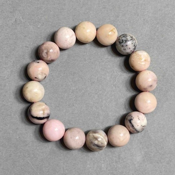Bracelet Pink Opal Smooth Beads 12mm, Length 18 cm, Stretch