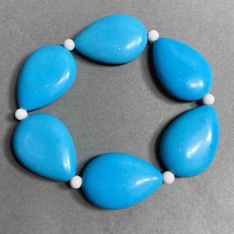 Bracelet Turquoise (Artificial) Drop 28×20 mm ±, Agate (Artificial) Bead 4 mm ±, Length 18 cm ±, Stretch