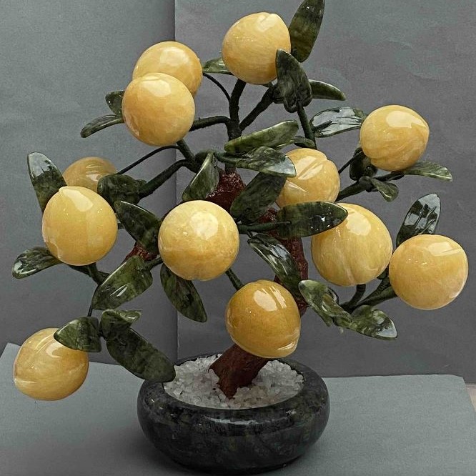 Souvenir Decorative Stone Tree - Onyx, Marble & Nephrite, 40mm+ Flexible Branches, Length 25 cm+