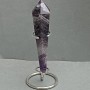 Cone-shaped souvenir pencil made of natural amethyst with geodes, 140 x 33 mm ± weight 152 g, with stand