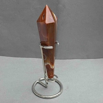 Conical souvenir pencil made of natural agate with geodes, 138×32 mm ±, weight 153 g, with stand