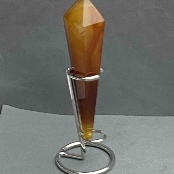 Cone-shaped souvenir pencil made from natural agate with geodes, 148×36 mm ±, weight 175 g, with stand