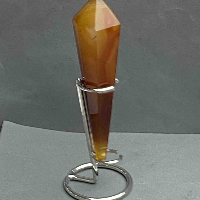 Cone-shaped souvenir pencil made from natural agate with geodes, 148×36 mm ±, weight 175 g, with stand