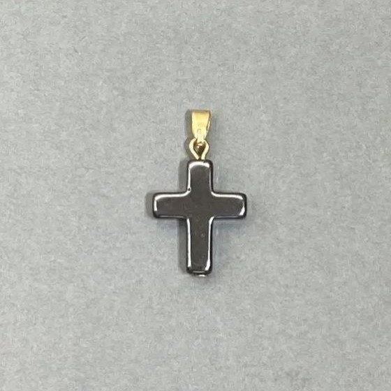 Hematite Cross Pendant 25×14 mm+