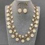 Necklace and Earrings Set with White Enamel, 48 cm+