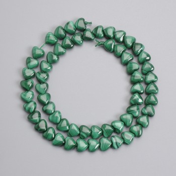 Natural Malachite Heart Beads 8×7–7.5 mm, 39 cm strand