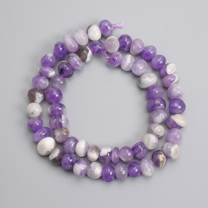 Chevron Amethyst Faceted Beads 8–9×9–11 mm, 5 mm ±, length 39 cm ±, on thread