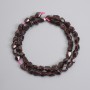 Garnet faceted beads 6–8 mm, 5x5-6 mm, 5 mm ±, length 39 cm ± on thread
