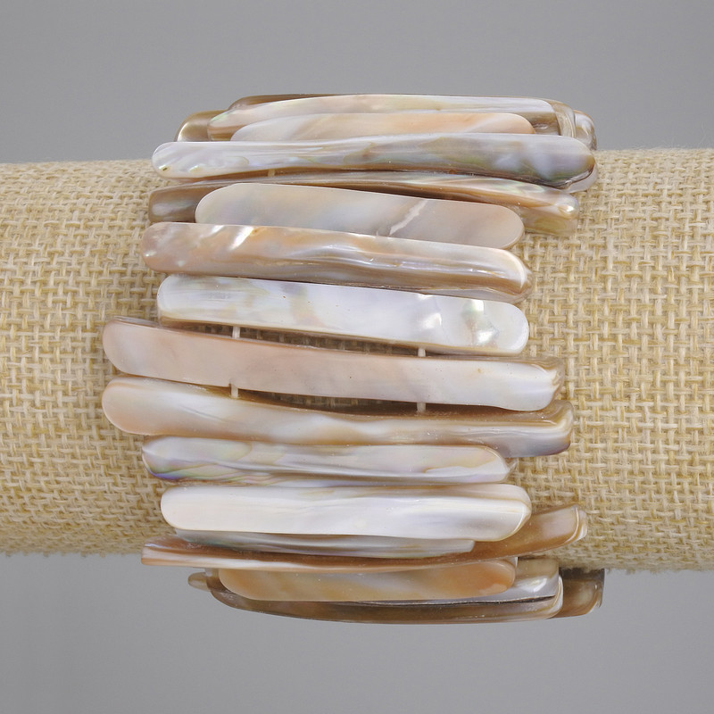 Bracelet with Mother-of-Pearl Sticks, diameter 37-53×5-7 mm, length 18 cm ±, elastic