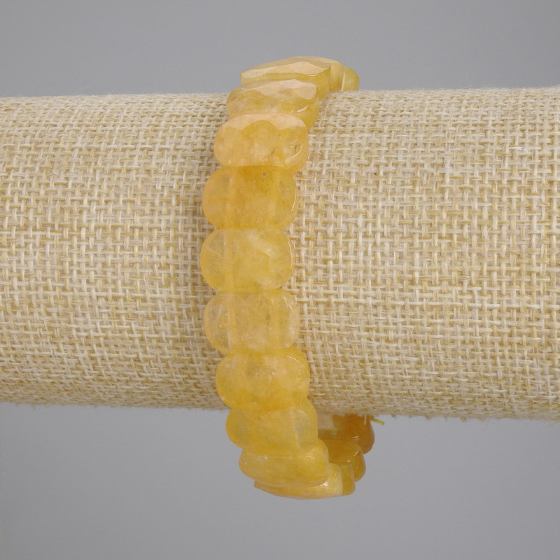 Citrine Bracelet with Faceted Links, 14×9 mm Diameter, 18 cm Length, Stretch