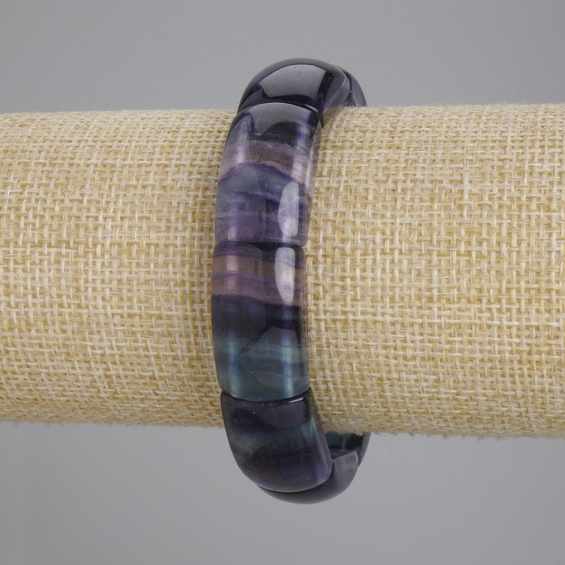 Fluorite bracelet with smooth links, diameter 23×13 mm, 5 mm ±, length 18 cm ±, stretch